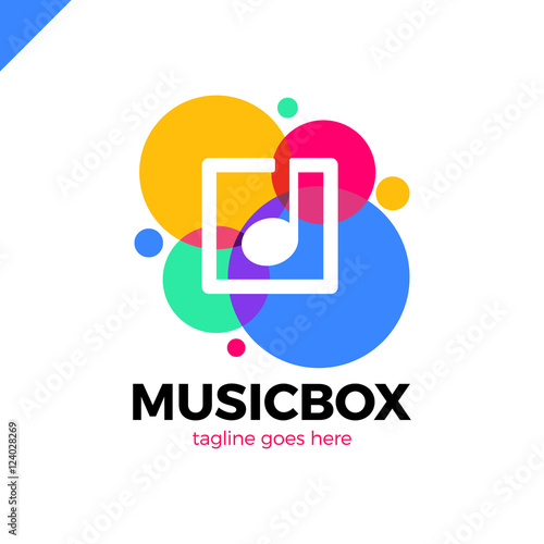 square abstract music note vector logo icon. This logotype graphic also represents music industry, digital music, musical app button