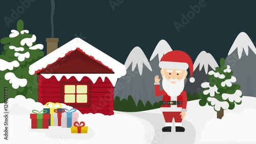santa claus and gift box in christmas night. Seamless Loop with alpha channel use 96 frames looped to create a small optimized GIF cinemagraph