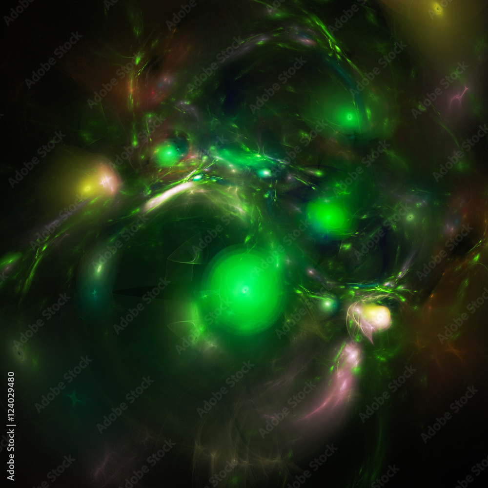 Obraz premium Bursting Planet With Abstract Shapes And Various Color