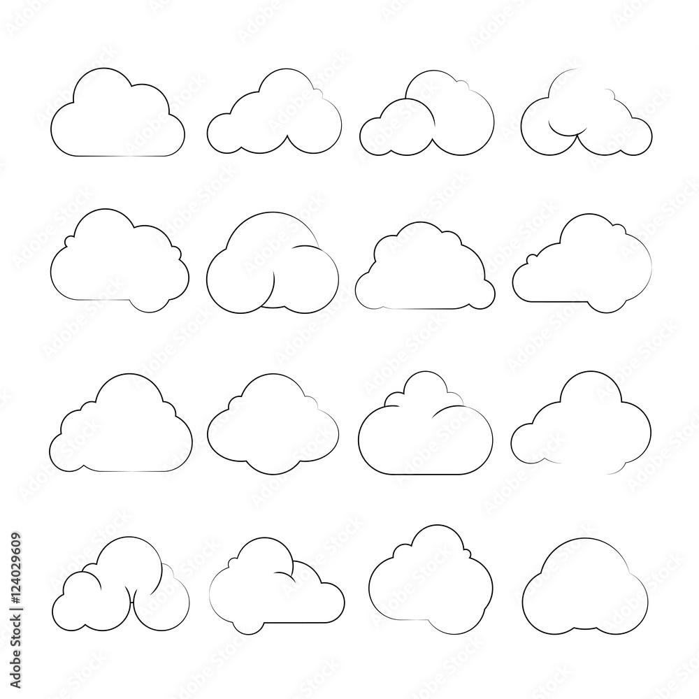 cloud icons, hand drawn cloud cloud icons, hand drawn cloud