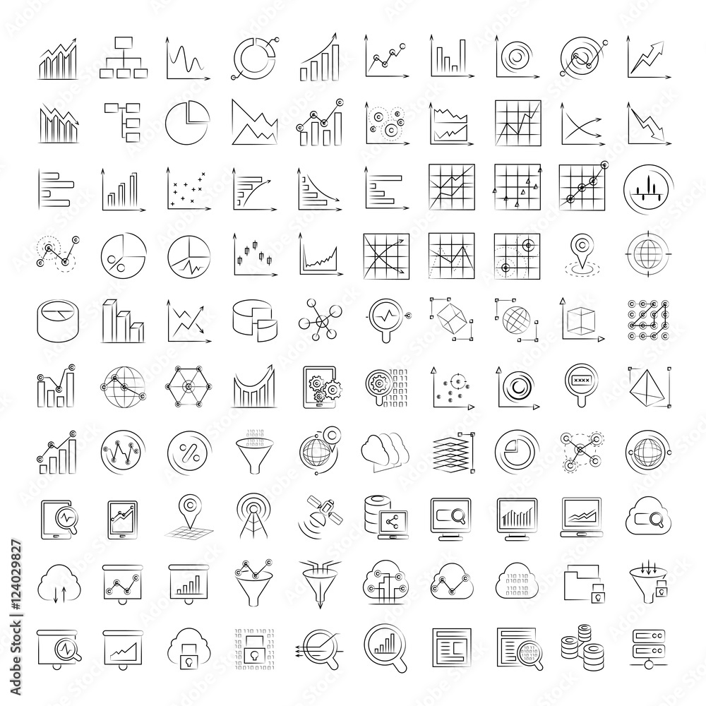 data icons, graph icons, chart icons