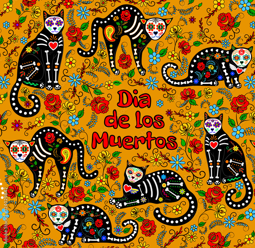 Fototapeta premium sugar skull cats