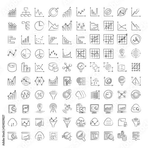 data icons, graph icons, chart icons