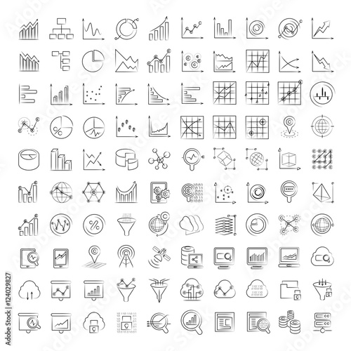 data icons, graph icons, chart icons photo