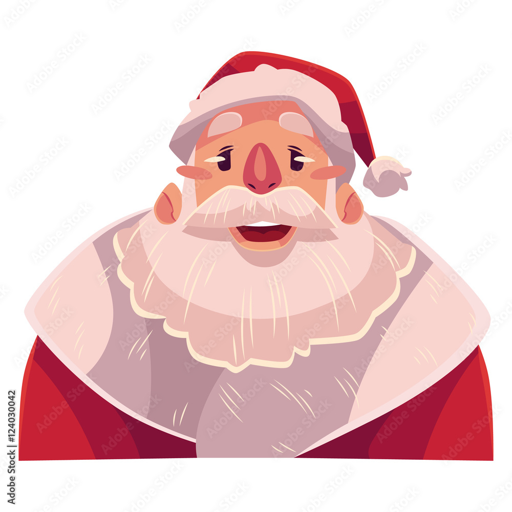 Santa Claus face, wow facial expression, cartoon vector illustrations  isolated on white background. Santa Claus emoji surprised, amazed,  astonished. Surprised, wow face expression Stock Vector | Adobe Stock