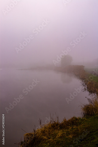 Morning fog over lake
