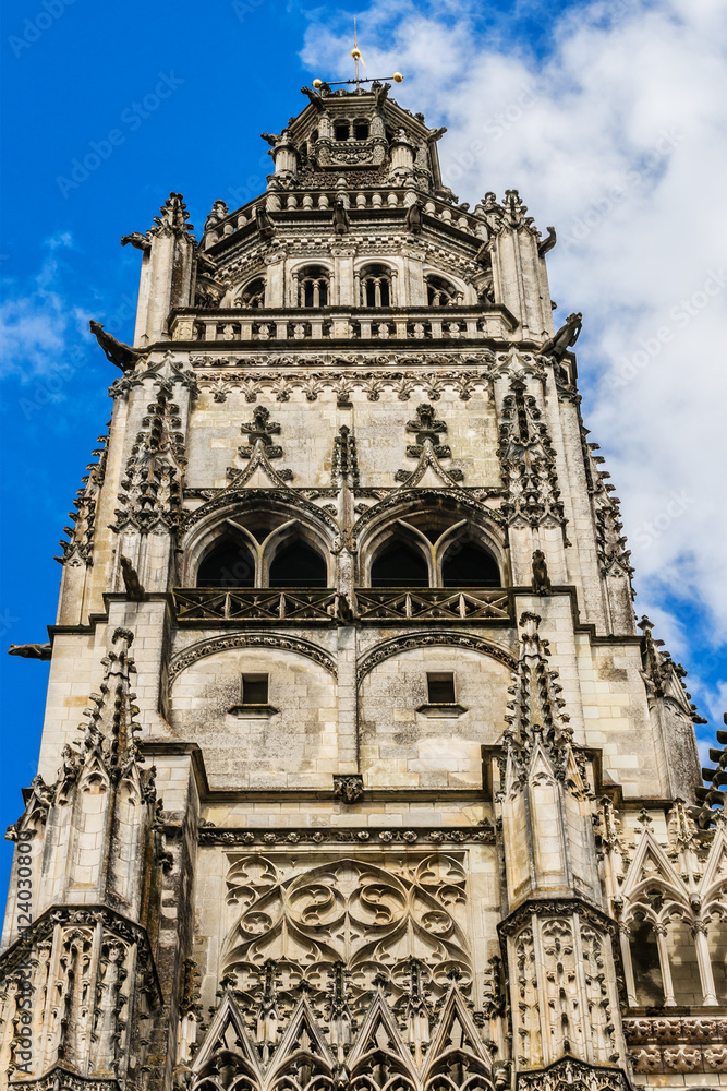 Gothic cathedral of Saint Gatien (1170 - 1547) in Tours. France.