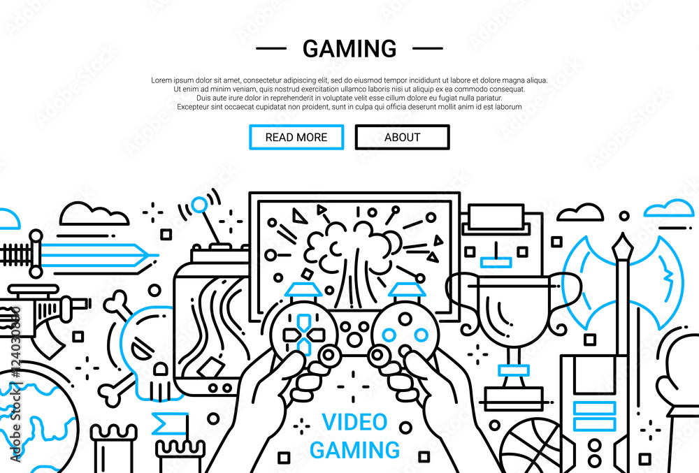 Video Gaming - line design website banner Video Gaming - line design website banner