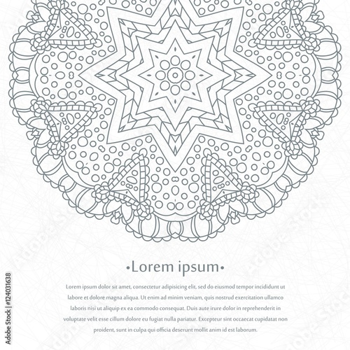 Delicate floral background for greeting cards, labels. Mandala. Indian ornament.