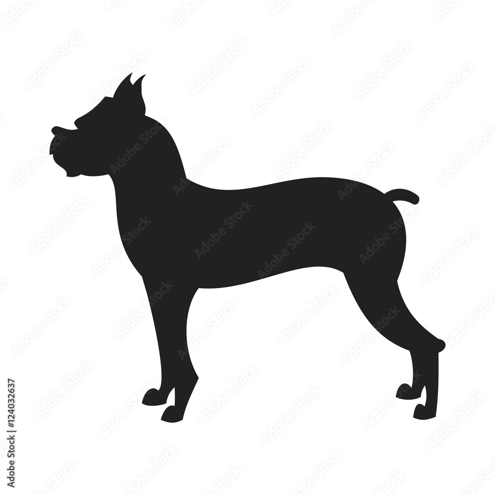 Boxer dog vector Black Silhouette Boxer dog vector Black Silhouette