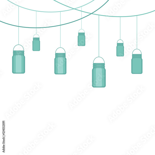 Garland with mason jars. Vector illustration.