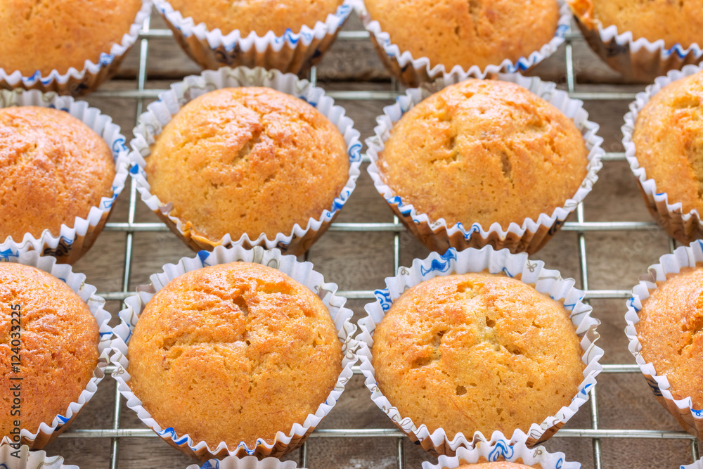 New banana cupcake out of the oven. New banana cupcake out of the oven.