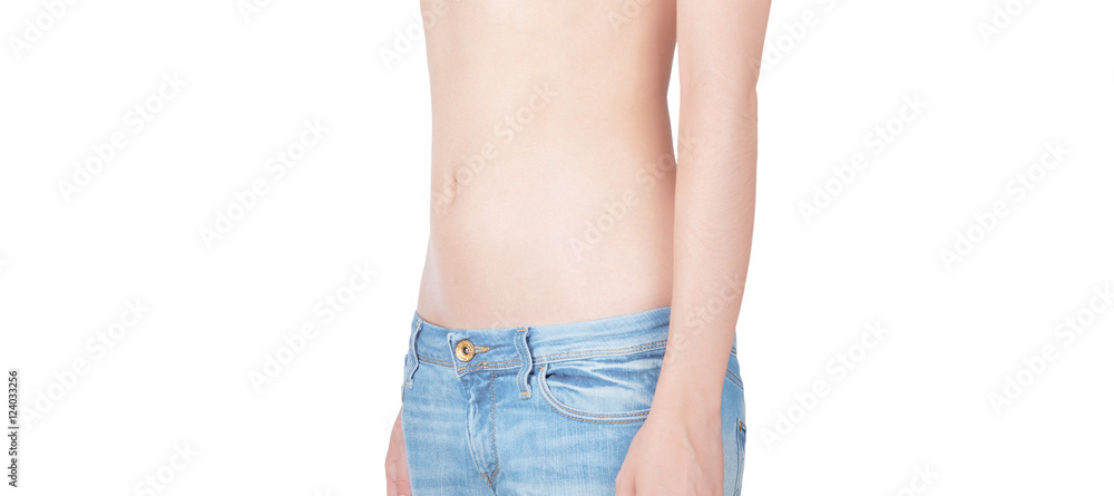 Pancia magra di donna con jeans Stock Photo | Adobe Stock