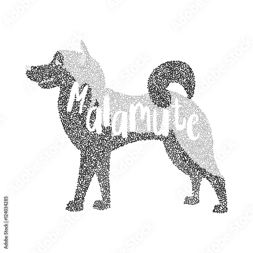 Form of round particles alaskan malamute dog