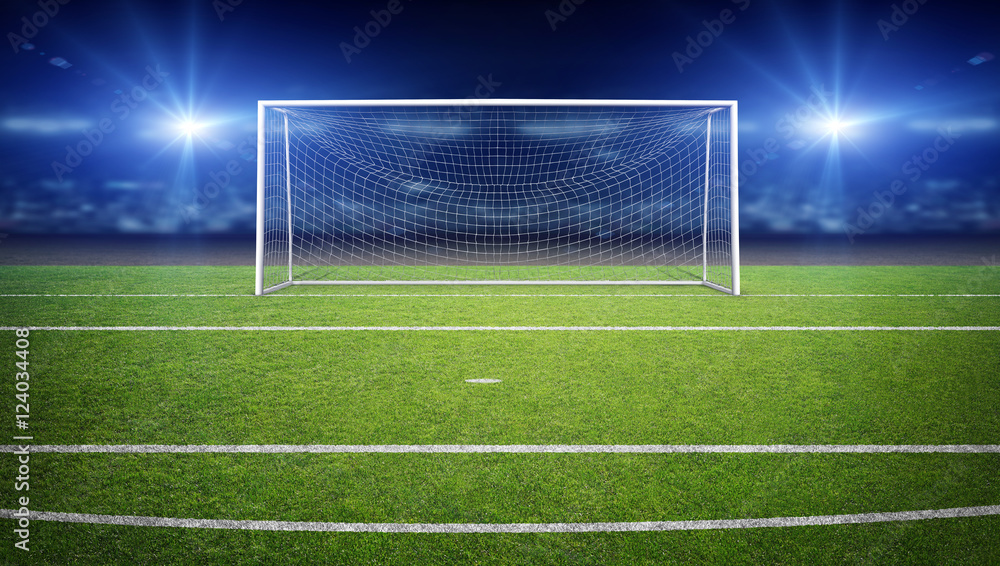 Fototapeta premium The imaginary soccer stadium and goalpost, 3d rendering