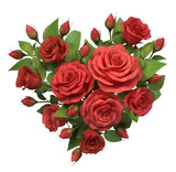 Red roses bouquet in the heart shape.