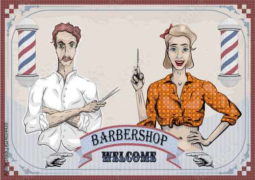 Man male hairdresser barber coiffeur haircutter, female woman gi