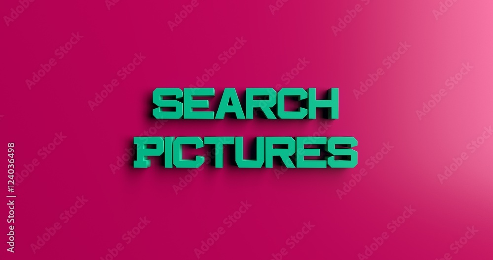 Search Pictures - 3D rendered colorful headline illustration.  Can be used for an online banner ad or a print postcard.