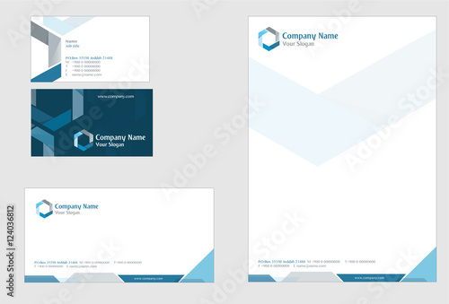 Professional Corporate Identity kit or business kit with artistic, abstract design in blue color for your business, Business Card and Letter Head Designs in EPS 10 format.