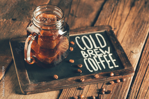 Cold brew coffee in mason jar