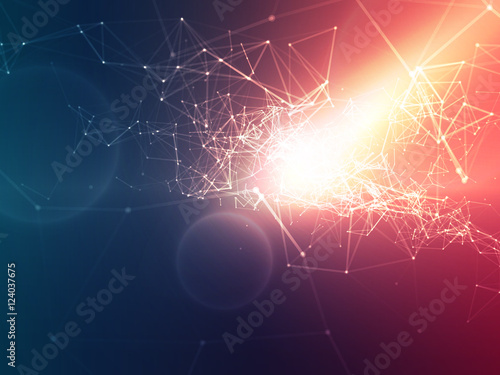 Abstract Polygonal Space Red and Blue Background with Connecting Dots and Lines   EPS10 Vector Illustration
