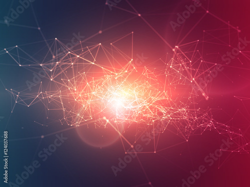 Abstract Polygonal Space Red and Blue Background with Connecting Dots and Lines | EPS10 Vector Illustration