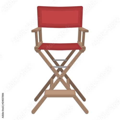 Director's chair icon in cartoon style isolated on white background. Films and cinema symbol stock vector illustration.