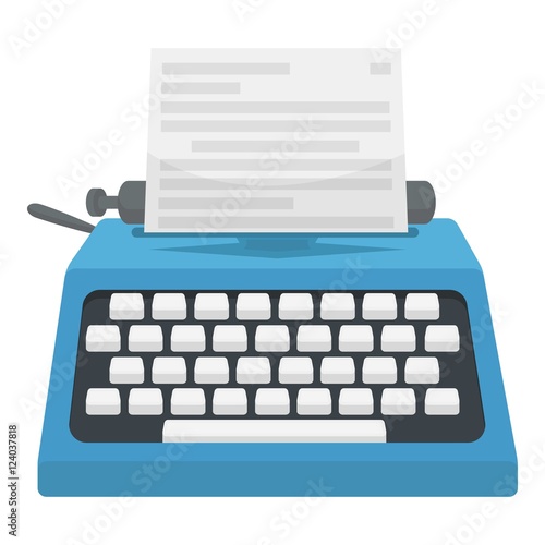 Typewriter icon in cartoon style isolated on white background. Films and cinema symbol stock vector illustration.