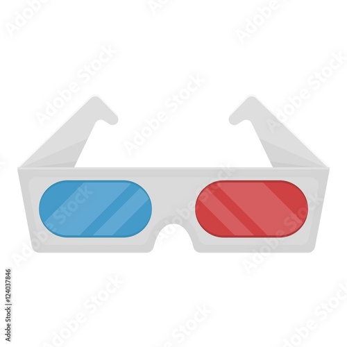 Anaglyph 3D glasses icon in cartoon style isolated on white background. Films and cinema symbol stock vector illustration.