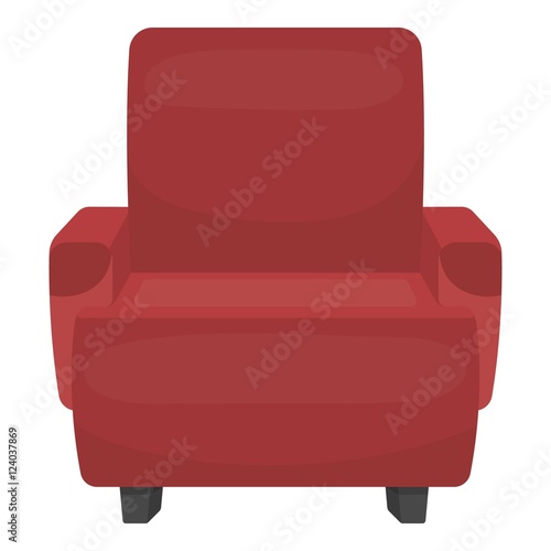 Cinema armchair icon in cartoon style isolated on white background. Films and cinema symbol stock vector illustration.