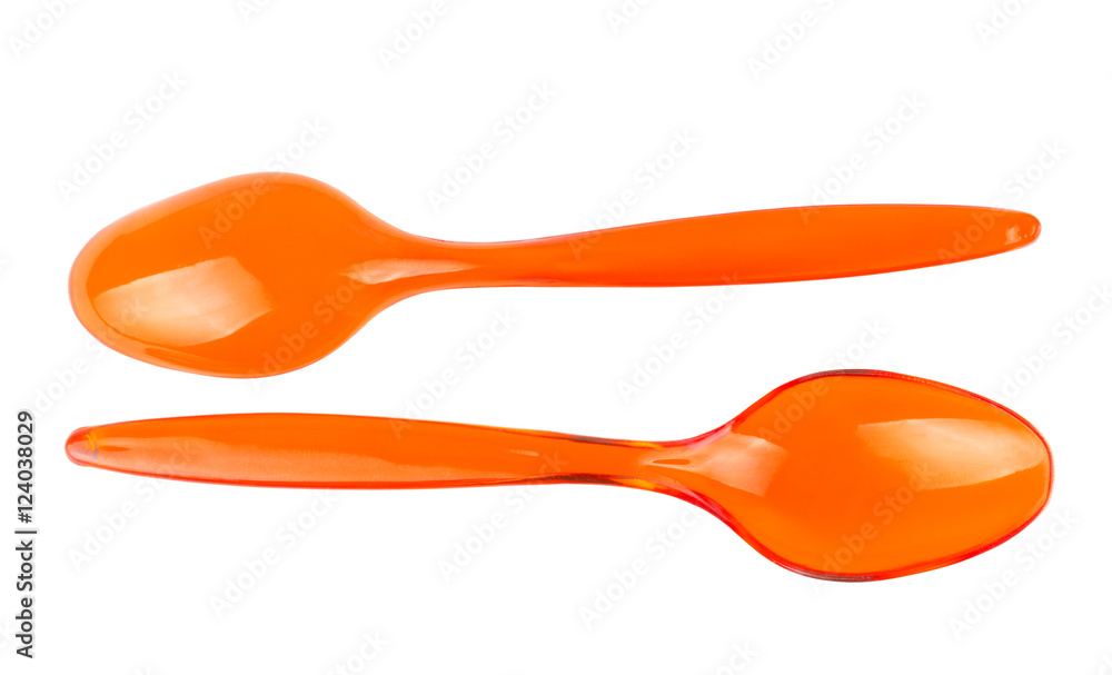 Small plastic ice cream spoon isolated on white Small plastic ice cream spoon isolated on white