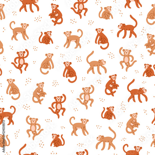 Fototapeta Naklejka Na Ścianę i Meble -  Monkeys seamless pattern