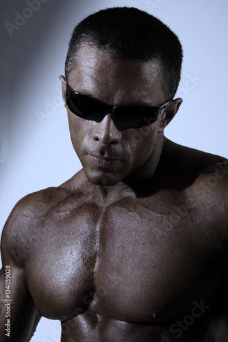 Closeup portrait of a muscular man