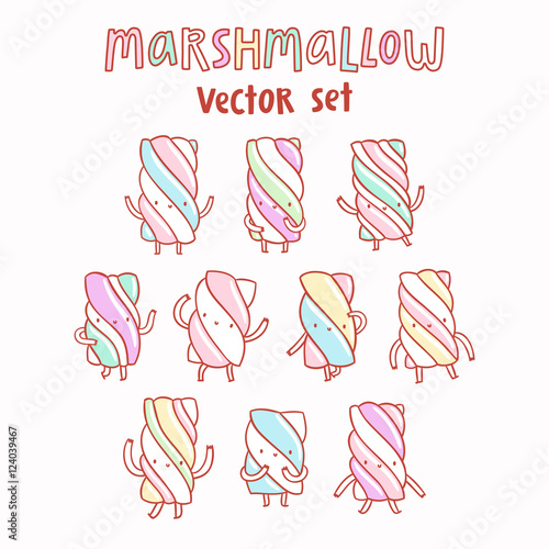 Marshmallow vector cartoon set
