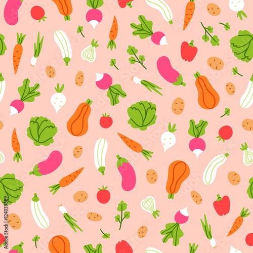 Vegetables pattern on peach background