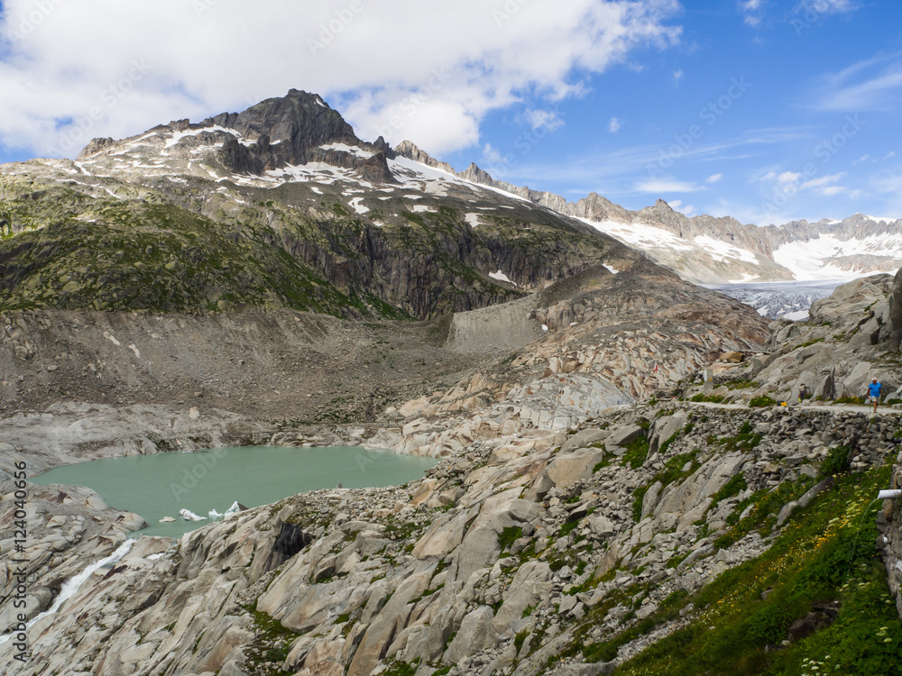 Naklejka premium Glaciar del Ródano en la ruta de los tres puertos, cerca de Furkapass, Suiza, verano de 2016 OLYMPUS DIGITAL CAMERA