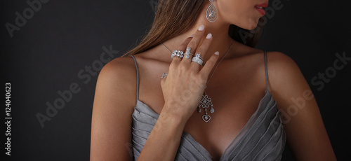 Diamond jewelry on the human model