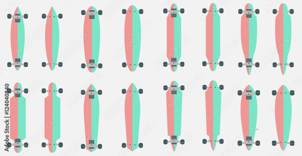 Longboard, skateboard. Vector. Flat Design. Summer time. Vector. Flat Design. Summer time Longboard, skateboard. Vector. Flat Design. Summer time. Vector. Flat Design. Summer time
