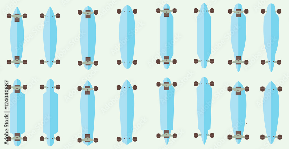 Longboard, skateboard. Vector. Flat Design. Summer time. Vector. Flat Design. Summer time Longboard, skateboard. Vector. Flat Design. Summer time. Vector. Flat Design. Summer time