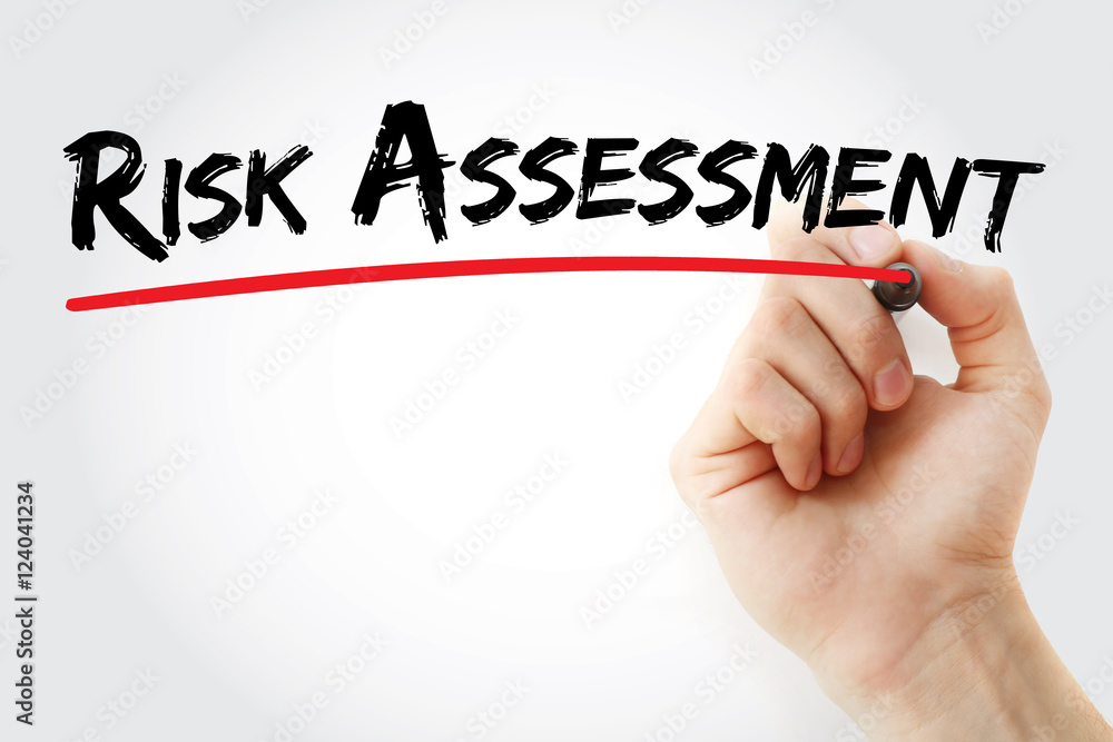 Hand writing risk assessment with marker, concept background Stock ...