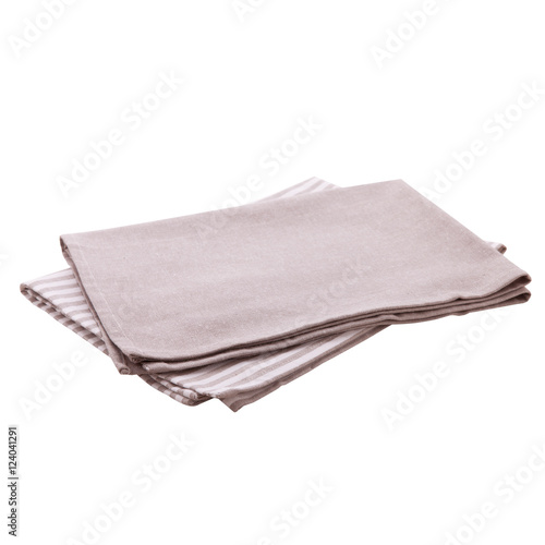 Napkin. Stack of colorful dish towels isolated on white