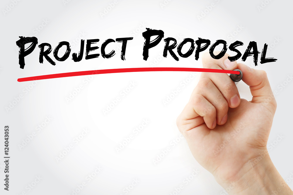 Hand writing project proposal with marker, concept background Hand writing project proposal with marker, concept background