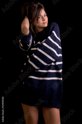 Fashion model isolated on black