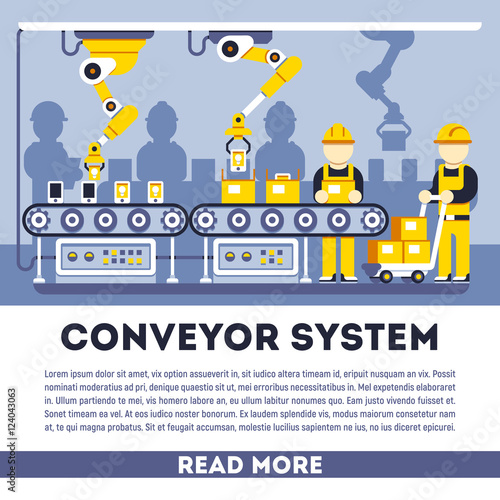 Conveyor system with manipulators vector flat concept