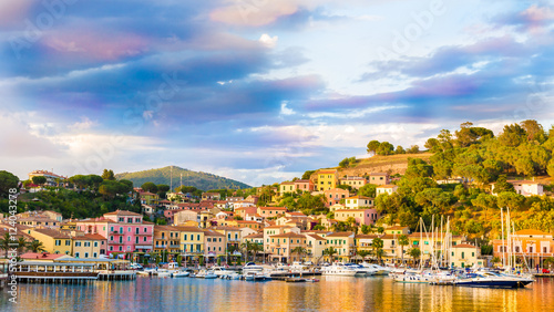 Harbor and village  Porto Azzurro  Elba islands  Tuscany  Italy
