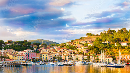 Harbor and village Porto Azzurro, Elba islands, Tuscany, Italy