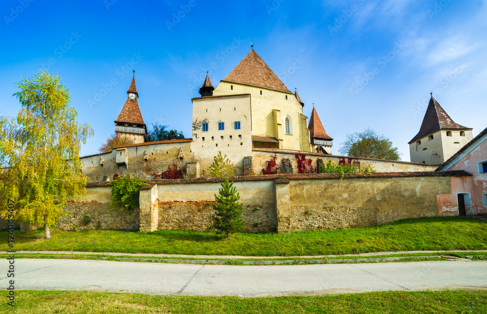 Beautiful medieval architecture of Biertan fortified church in Sibiu, Romania protected by Unesco World Heritage Site