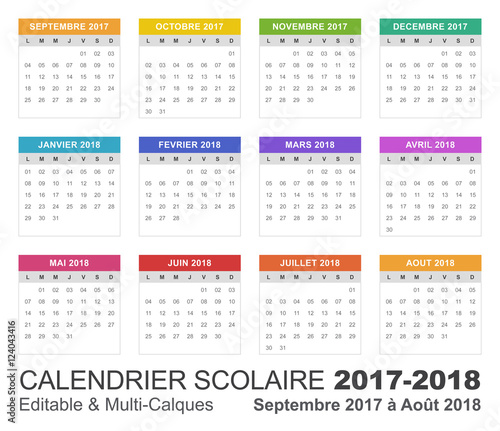 Calendrier Scolaire 2017 - 2018