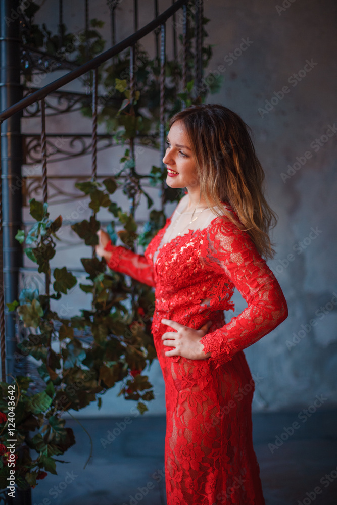 Girl in red dress enthralling Girl in red dress enthralling