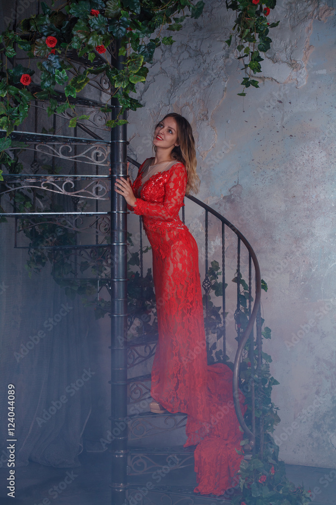 Girl in red dress enthralling Girl in red dress enthralling